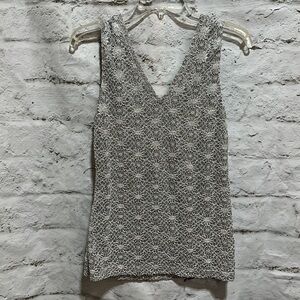 Banana Republic Metallic Lace Tank V Neck size small